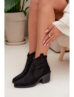 Dámské perforované kotníkové boty na podpatku S.Barski HY61-8013 Černé
