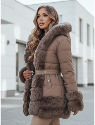 CITYGLANCE dámska zimná bunda s kožušinou hnedá FashionStreet TY5048