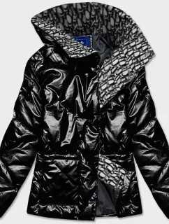 Čierna dámska bunda s leskom (OMDL-023)