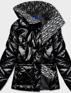Čierna dámska bunda s leskom (OMDL-023)