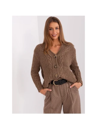 Hnedý dámsky sveter bez gombíkov s kockami (BA-SW-8001-1.16P) Hnedý dámsky sveter bez gombíkov s kockami (BA-SW-8001-1.16P)
