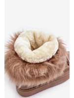 Damskie Śniegowce Sznurowane Ciemnobeżowe Santero