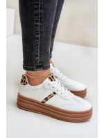 Sneakersy Damskie Na Platformie Panterka Białe Dravinnia