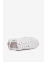 Sneakersy Damskie Na Platformie Big Star SS274245 Biało-Srebrne