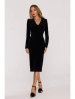 M889 Zamatové bodycon šaty - čierne