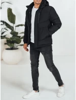 Pánska prešívaná zimná bunda s kapucňou čierna FashionStreet TX5069
