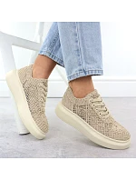 Dámske topánky na platforme so šnurovaním béžové Vinceza 17371