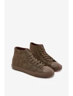 Trampki Męskie Ocieplane Z Eko Skóry Big Star OO174250 HI-POLY SYSTEM Khaki