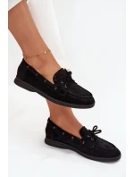 Półbuty Mokasyny Damskie Płaskie Z Wiązaniem Czarne Zalina