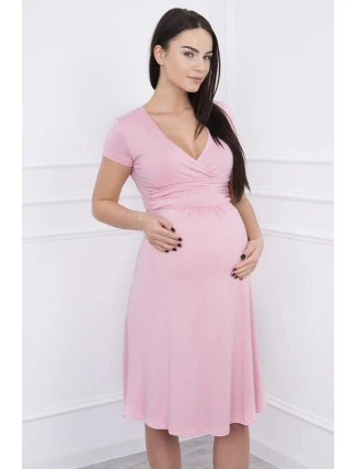 Tehotenské šaty s výstrihom 60942 ružové - Kesi