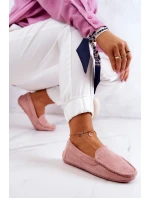 Zamszowe Mokasyny Damskie Różowe Morreno