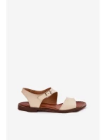 Dámske kožené ploché sandále Zazoo 3014 beige Dámske kožené ploché sandále Zazoo 3014 beige