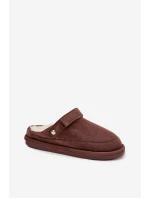 Kapcie Damskie Z Paskiem Ocieplane Futerkiem Czekoladowe Rilena