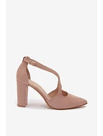 Lodičky na podpätku s remienkami Zazoo 1053 Béžové Lodičky na podpätku s remienkami Zazoo 1053 Béžové