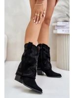 Zdobené členkové kovbojské topánky S.Barski Black