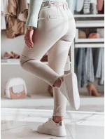 Dámske látkové nohavice s opaskom ROSSALI light beige FashionStreet UY2537 Dámske látkové nohavice s opaskom ROSSALI light beige FashionStreet UY2537