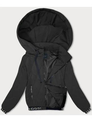 Čierna prešívaná bunda s ozdobnými sťahovacími lemami (16M9085-392) Čierna prešívaná bunda s ozdobnými sťahovacími lemami (16M9085-392)