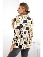 Bavlnená bunda s farebnou potlačou ecru+čierna