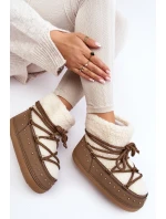 Damskie Ocieplane Śniegowce Brązowe Rohes