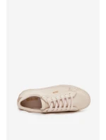 Damskie Sneakersy Z Eko Skóry Big Star SS274027 Beżowo-Złote