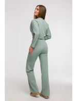 B296 Široké nohavice s prednými švami - mentolové