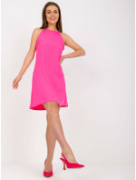 Fluo ružové mini šaty bez ramienok RUE PARIS
