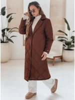 Dámsky prešívaný dlhý kabát TRENDIFY hnedý FashionStreet TY4939