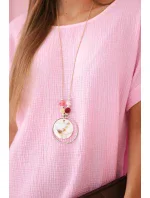 Mušelínová blúzka s náhrdelníkom candy pink Mušelínová blúzka s náhrdelníkom candy pink