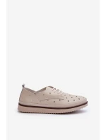 Skórzane Półbuty Damskie Beżowe S.Barski LR182
