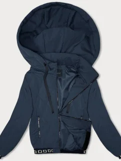 Tmavomodrá prešívaná bunda s ozdobnými sťahovacími lemami (16M9086-215)