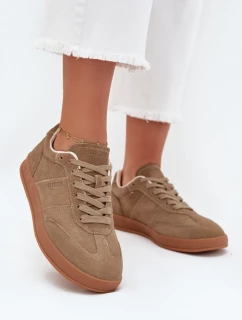 Zamszowe Sneakersy Damskie Big Star SS274675 HI-POLY SYSTEM Beżowe