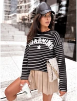 AURORA dámsky pruhovaný sveter čierny FashionStreet MY2074