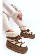 Damskie Ocieplane Śniegowce Brązowe Rohes