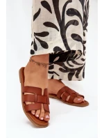 Klapki Damskie Na Płaskim Obcasie Camel Mirona