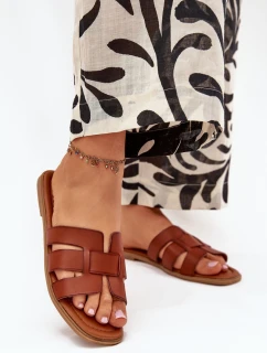 Klapki Damskie Na Płaskim Obcasie Camel Mirona