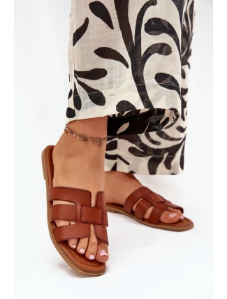 Klapki Damskie Na Płaskim Obcasie Camel Mirona