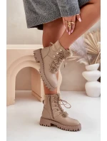 Zateplené členkové topánky tenisky na zips Eco koža béžová Willatta