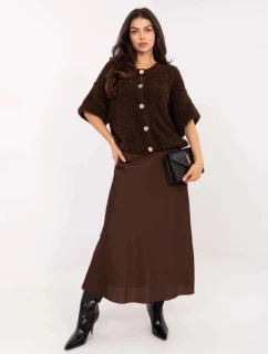 Hnedá saténová maxi sukňa (A2797)