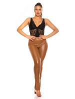 Sexy Bootcut Faux Leather Pants with side Slit
