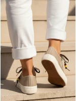 Dámske tenisky tenisky s ozdobnými korálkami béžová ZY1408