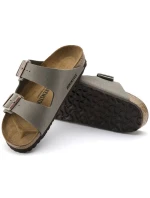 Dámske/pánske žabky Birkenstock Arizona Birko-Flor Nubuck Stone Regular Wide Grey (0151211)