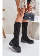 Zazoo 70145 Zamszowe Kozaki Przed Kolano Ocieplane Czarne