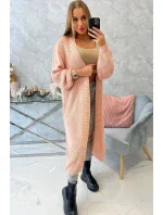 Sveter dlhý kardigan svetlo púdrovo ružový