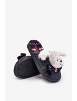 Dziecięce Kapcie Na Grubej Podeszwie z Misiem Szare Dasca