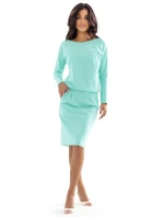 Mikinové šaty s vreckami 189-12 mint - Numoco