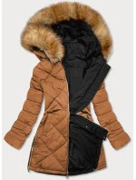 Dámska obojstranná zimná bunda black-caramel (m-210a5)