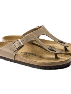 Dámske žabky Birkenstock Gizeh Oiled Leather Tabacco Brown Regular wide (0943811) dámske