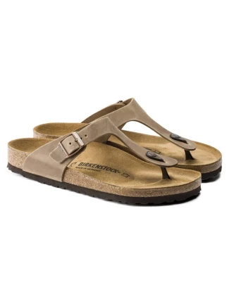 Dámske žabky Birkenstock Gizeh Oiled Leather Tabacco Brown Regular wide (0943811) dámske
