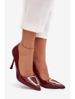 Lakierowane Szpilki Ze Złotym Detalem Bordowe Paivelle