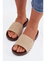 Dámské pantofle s přezkami na plochém podpatku Béžové Amelvessa